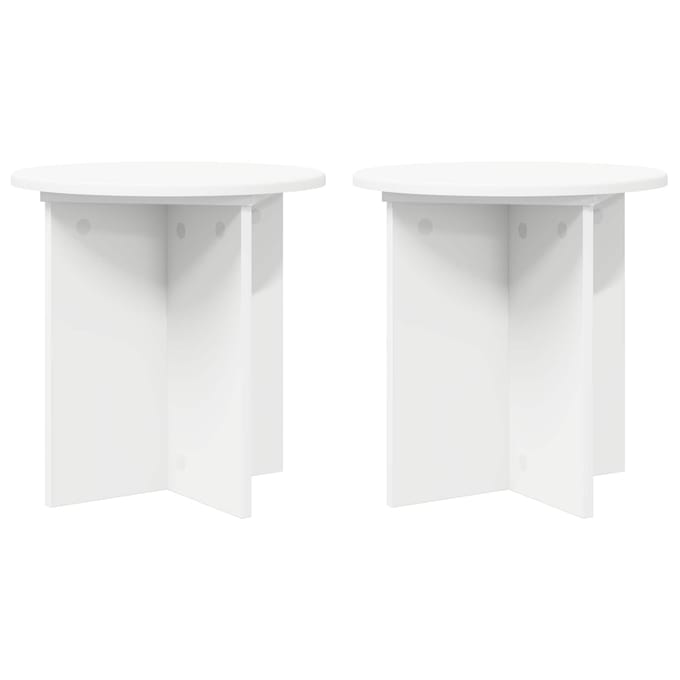 vidaXL - Plantenstand - 2 - st - Wit - Ø40 - x - 40 - cm - Bewerkt - hout