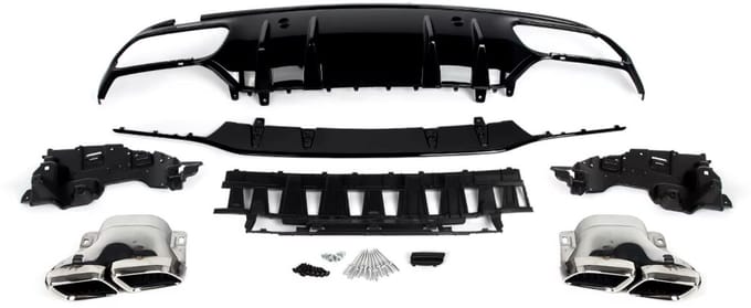 Diffuserkit Vistaro - Achterdiffuser met Uitlaattips - Voor Mercedes C-Klasse W205 Sedan AMG-Line (2014-2021) - Auto Accessoires