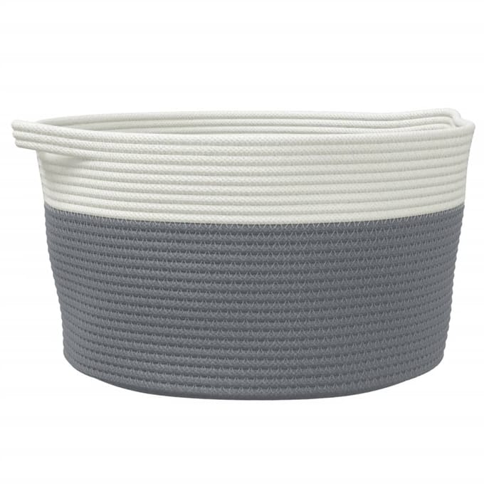 vidaXL - Opbergmand - Ø - 40x25 - cm - katoen - grijs - en - wit
