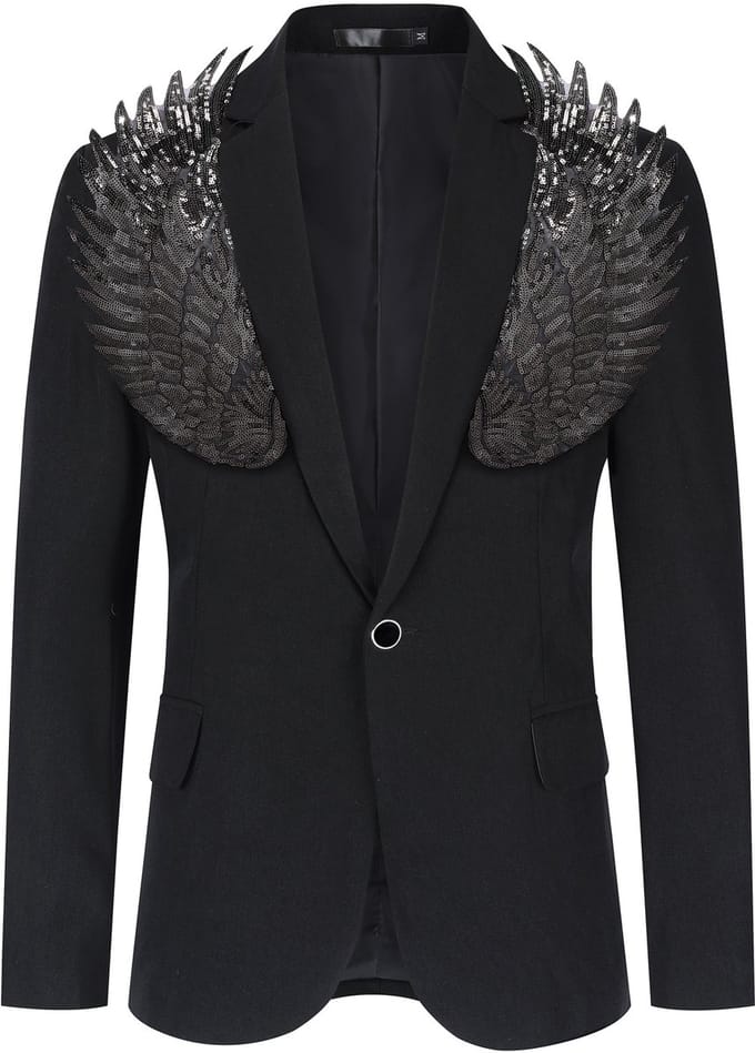 ALLTHEMEN Heren Partypak - Paillettenjas - XL