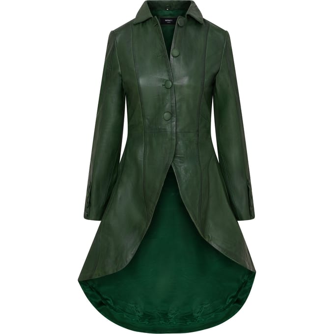Dames Groene Gotische Victoriaanse Leren Jas - Vantaa