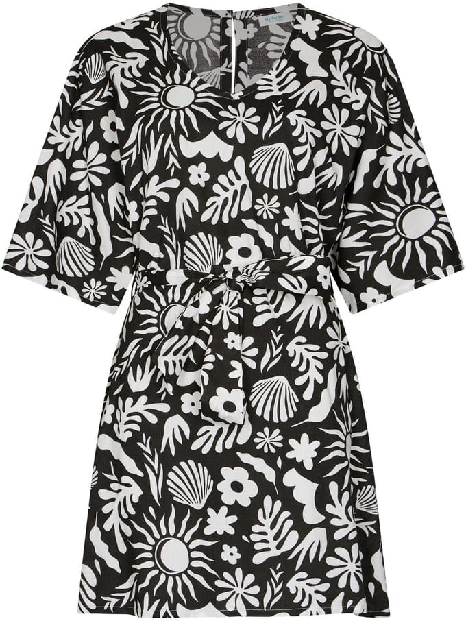 MyRebelle - Jurk - Sunveil - Viscose - Zwart/Wit - Maat 38