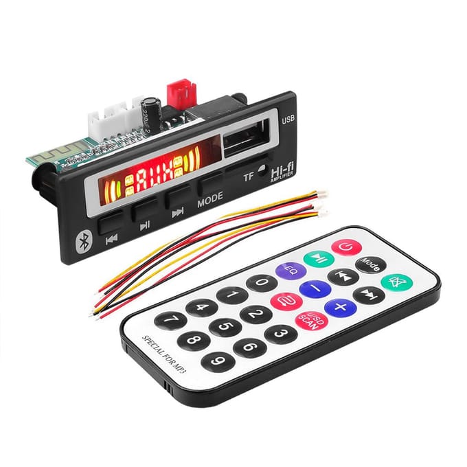 Carte décodeur MP3 Bluetooth 5.0 Lecteur de musique sans fil pour voiture avec écran couleur Module radio USB TF FM Audio pour voiture black