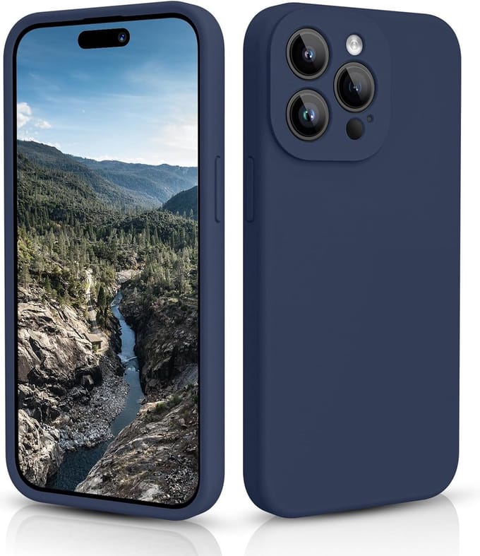 Solid hoesje Soft Touch Liquid Silicone Flexible TPU Cover [Camera all-round bescherming] - Geschikt voor: iPhone 15 Pro Max - Donkerblauw