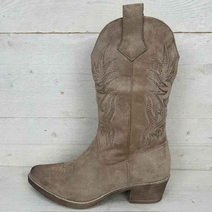 Suèdine cowboylaars met stiksel khaki Khaki / 41