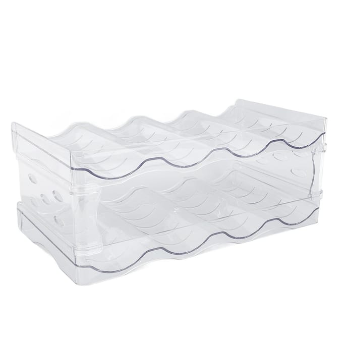 Organisateur de Bouteilles d'Eau Empilable Double Couche en Plastique Transparent Support de Rangement pour Tasses de Bureau pour white