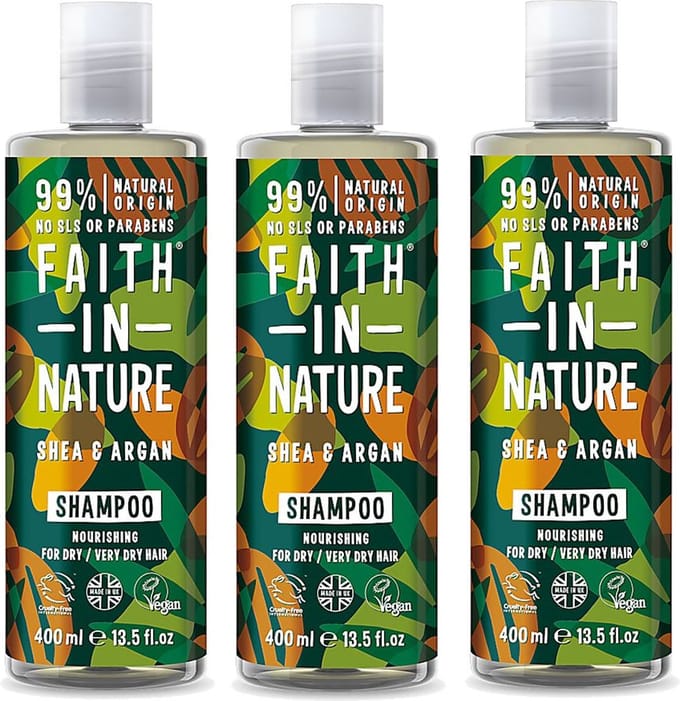 Faith in Nature - Shea & Argan Shampoo - 400ml - 3 Pak