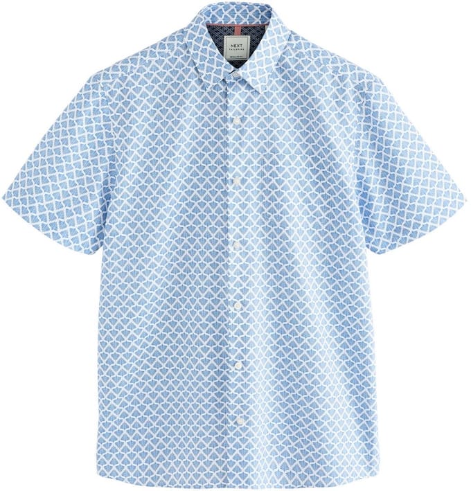Next - Heren - Strijkvrij Oxford-overhemd met korte mouwen - Blauw