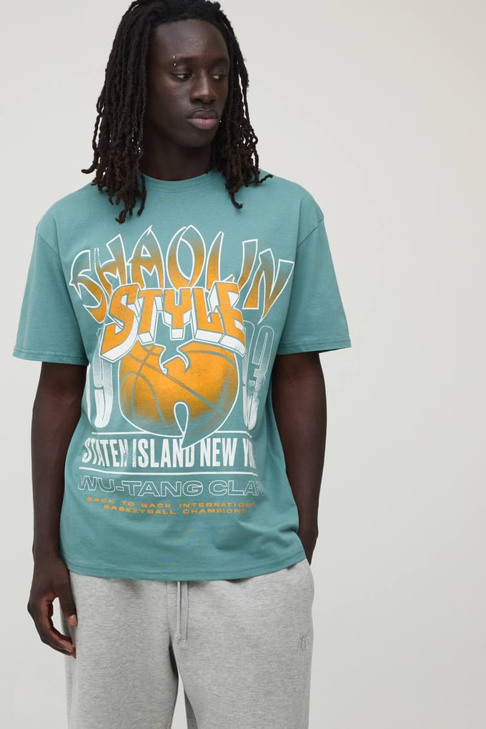 Oversized Wu-tang Ny Kentekenplaat Print T-shirt | Forest | Size Medium