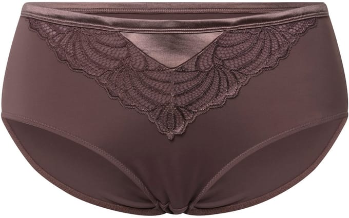Ulla Popken - Dames - Midislip kant microvezel - Aarde - Maat 46+