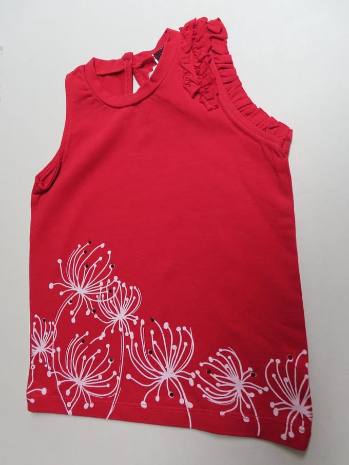Mouwloze t shirt - Topje - Meisjes - Rood - 2 jaar 92