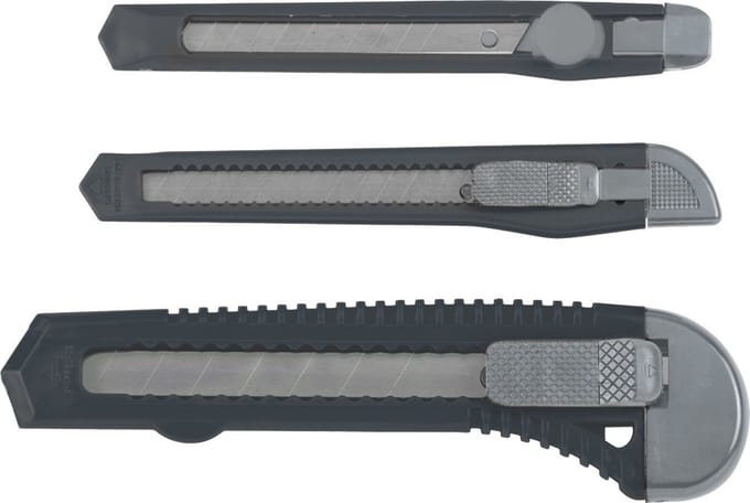 Afbreekmessen set - 3-delig - 9 mm / 18 mm - uitschuifmessen