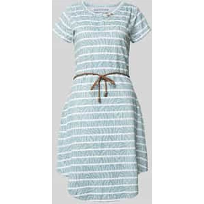 Knie-lange t-shirtjurk met strikceintuur