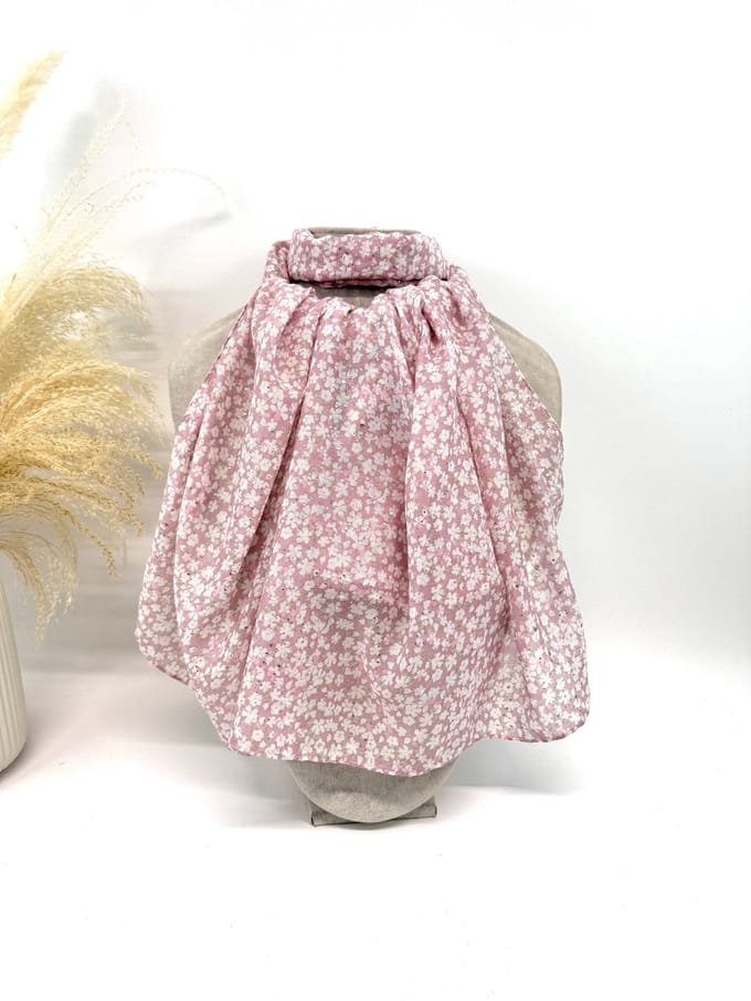 Lange dames sjaal Nola-gebloemd motief-roze wit zilver beige
