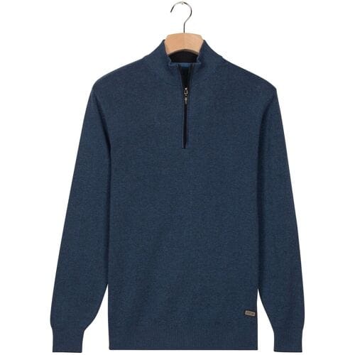 Baileys Trui Half Zip Allover Two-Tone Fine Texture Midden Blauw / male