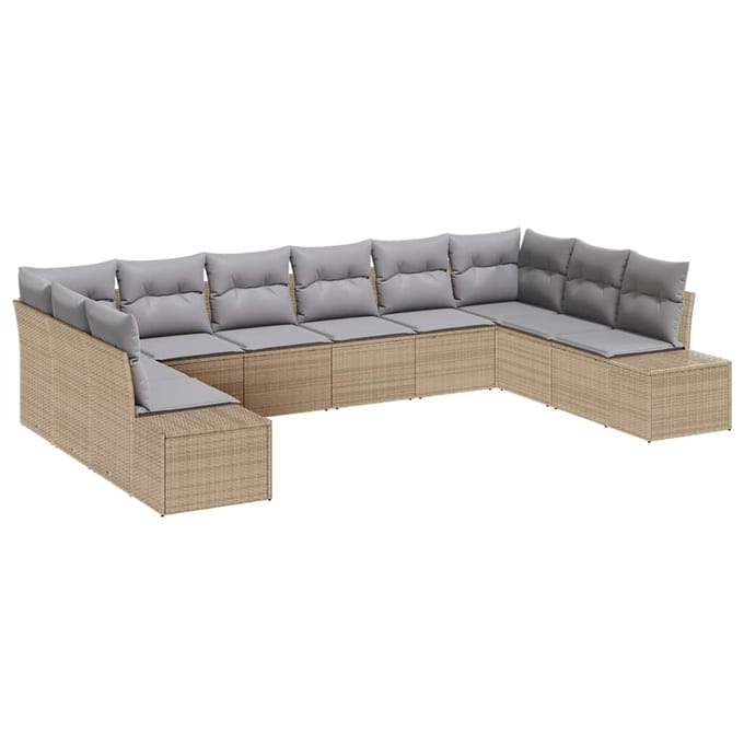 vidaXL Tuin Sofa Set 10 st Beige poly rattan