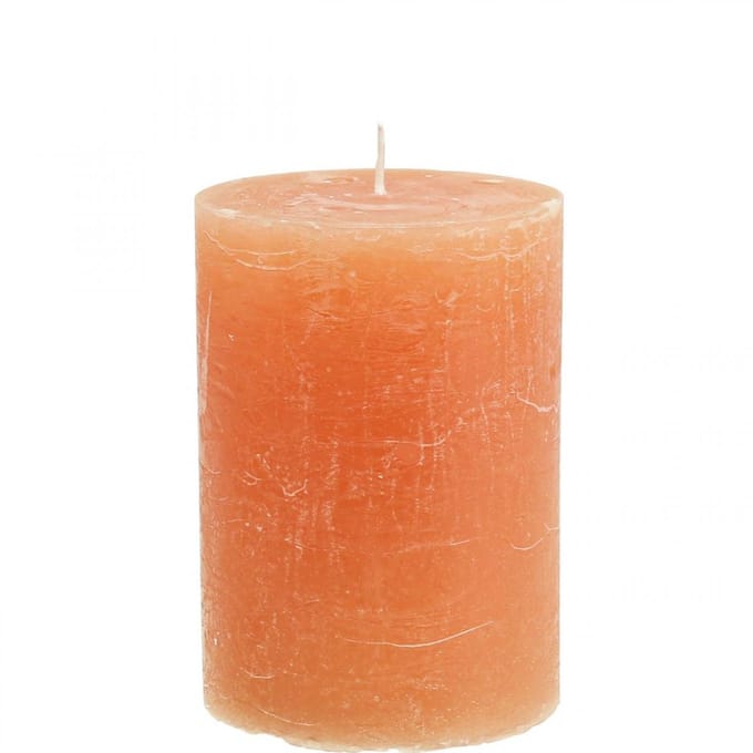 Effen gekleurde kaarsen Oranje Peach stompkaarsen 85×120mm 2st, 2 Stüc