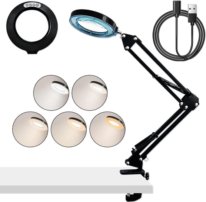 Vergrootglas met Verlichting - Loeplamp - Vergrootspiegel Led - Zwart