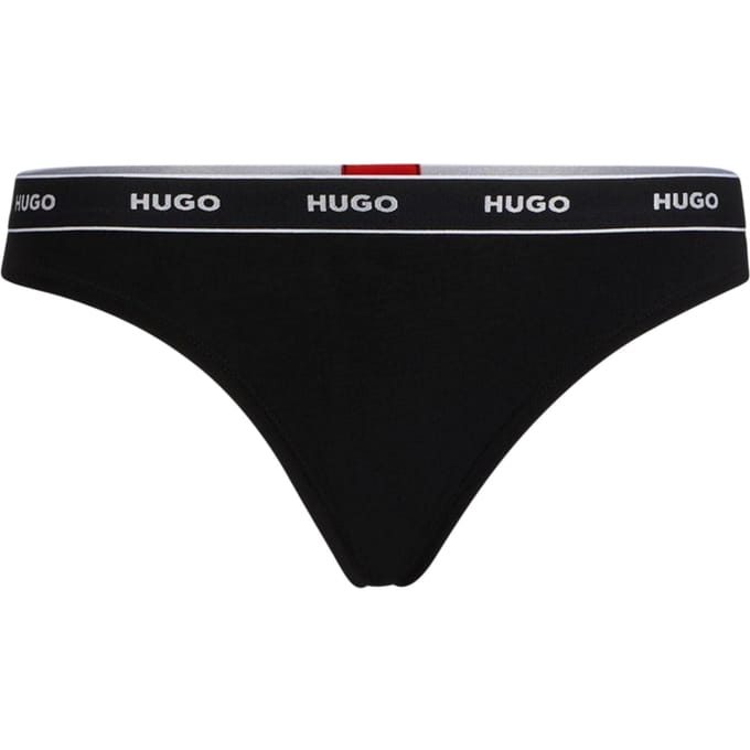 Hugo Dames-string met gemiddelde taillehoogte en normale pasvorm (Zwart, Wit)
