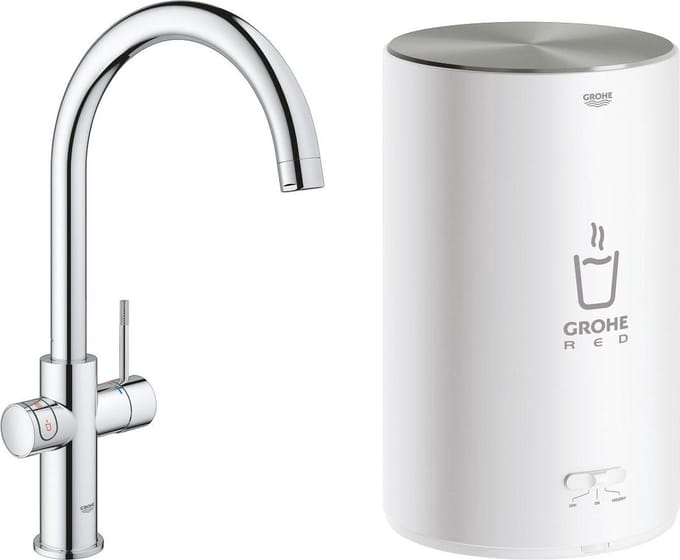 GROHE Red Compact 3 in 1 Kokendwaterkraan - C-uitloop - 4L boiler – Chroom