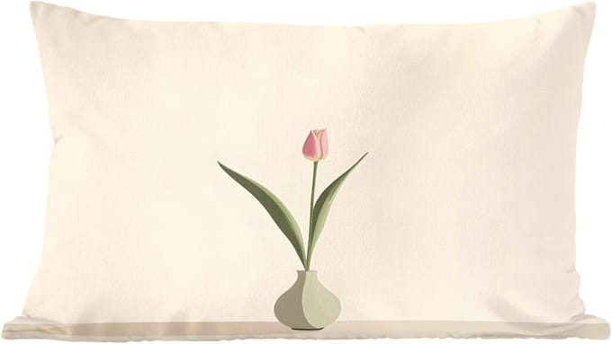 Sierkussens - Kussentjes Woonkamer - 60x40 cm - Tulp - Vaas - Beige