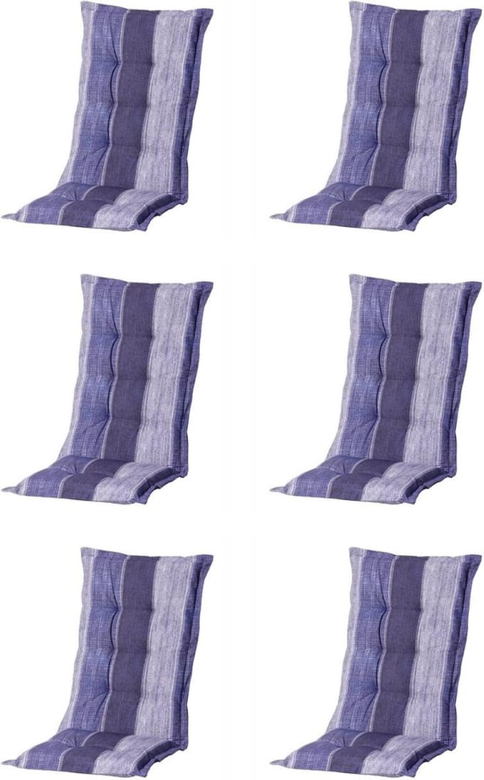 Madison - Tuinkussen - Hoge Rug - 6 st - Denim Stripe Blue - 123x50cm
