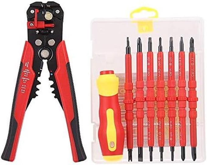 Draadstripper Set - Multitool Tang - Elektra Werk - Automatische Stripper - 0.2-6mm2 - Oranje