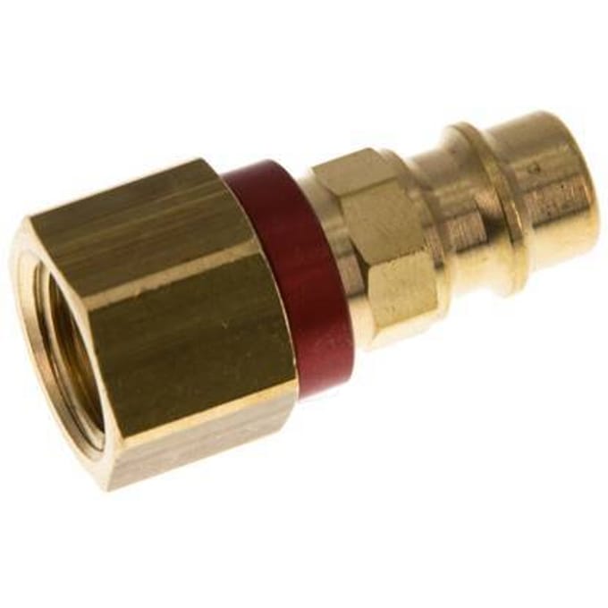 Messing DN 7.2 (Euro) Rood-Coded Luchtkoppeling Insteeknippel G 1/4 inch Binnendraad - CLP7-F-B-RED-P-CD-014