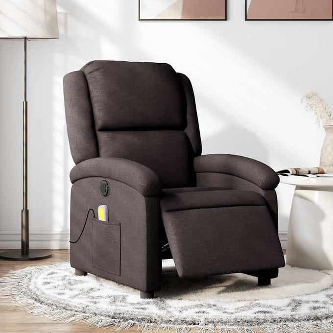 vidaXL - Massagestoel - elektrisch - verstelbaar - stof - donkerbruin