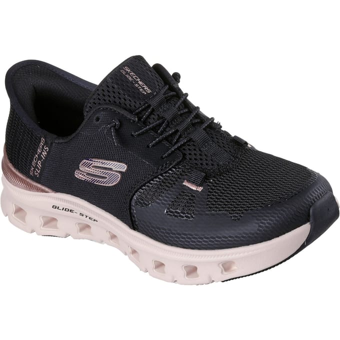Skechers Glide-Step Pro Radiant Stride Dames Zwart Mesh/Roségouden Accent Sneakers
