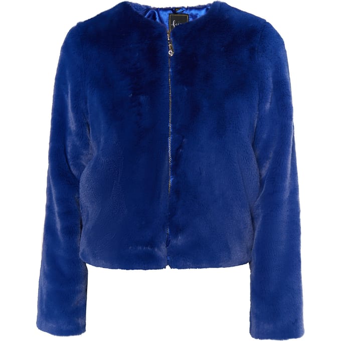 Faina Jas van imitatiebont Dames KONING BLAUW