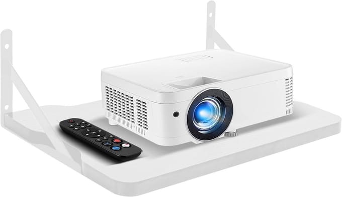 Projector Plank - Wandmontage Drijvend - Router Modem Opslag - MDF Metaal Ontwerp - 34 x 23 cm - Wit