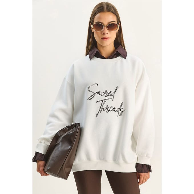 Geborduurd Crew Neck Sweatshirt