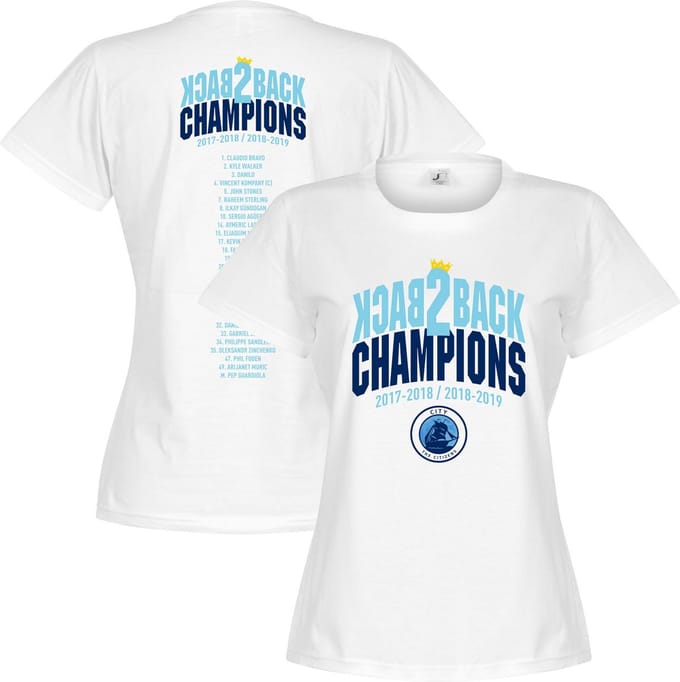 City Back to Back Champions Squad T-Shirt - Wit - Dames - M