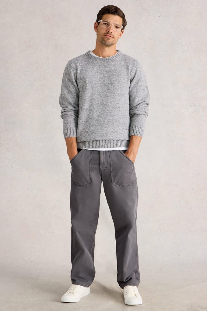 White Stuff Twisted Crew Charcoal Grey Taglia: L | Maglioni a maglia Outlet | Uomo | Nero