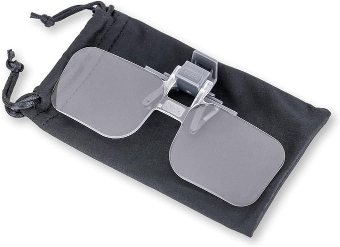 Clip-on Loep 2x Vergroting (+4.00 dioptrieën) Handsfree, Grijs