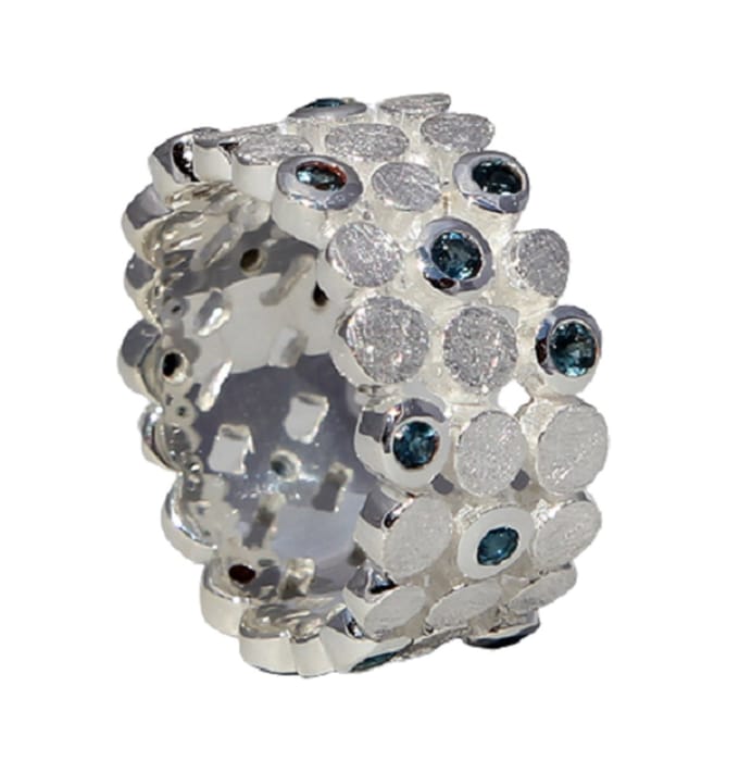 Schitterende Zilveren Brede Ring Iceland met Topaas 19.00 mm. (maat 60) model 36 Carmen | Damesring