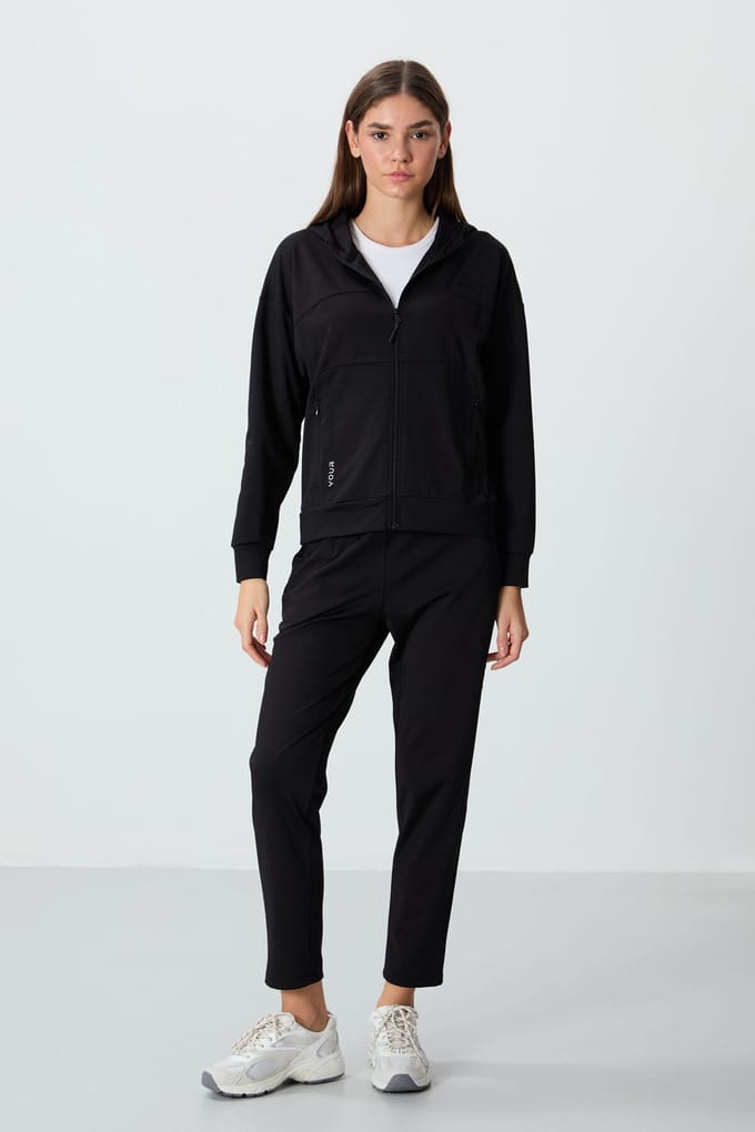 Dames Hooded Zip Sweatshirt en Broek Set