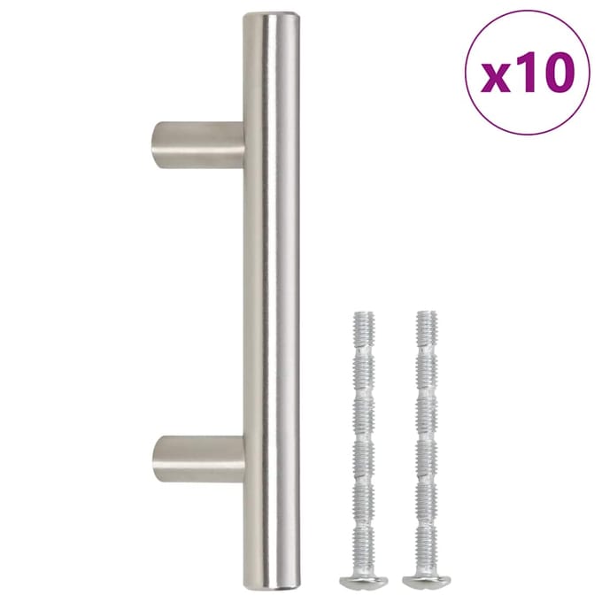 vidaXL - Handvatten - 10 - st - hartafstand - 64 - mm - totale - lengte - 100 - mm - zilver