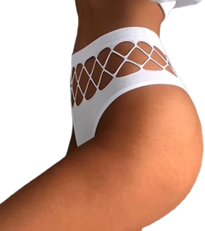 Set van 2 Dames Slips – Wit– Sexy Bandjes Design – Comfort & Lingerie Look - Plus Size