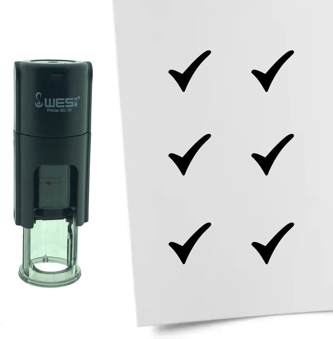 CombiCraft Stempel Vinkje 10mm rond - zwarte inkt