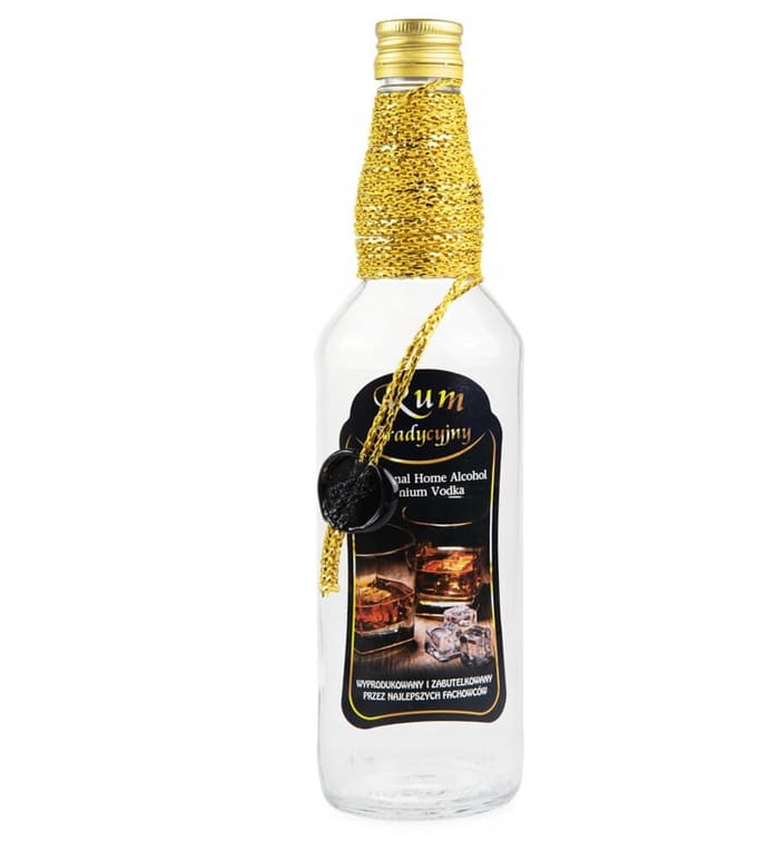 Bimberek - Monopol Fles - 500ml - Versierd - Sterk Glas
