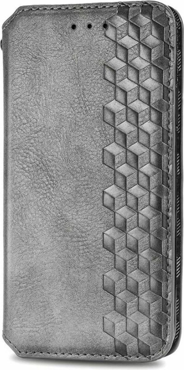 Hoesje geschikt voor iPhone 16 Plus - Bookcase - Pasjeshouder - Portemonnee - Diamantpatroon - Kunstleer - Grijs