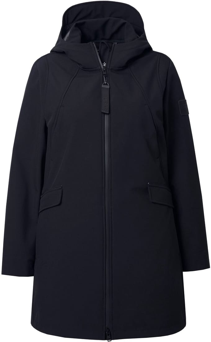 Ulla Popken - Dames - HYPRAR softshell jas waterafstotend capuchon - Zwart - Maat 46+