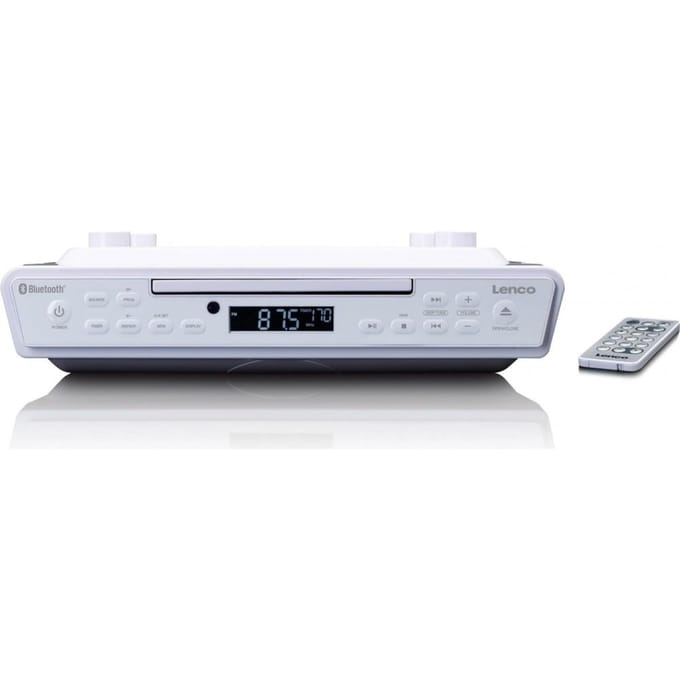 Lenco KCR-150WH Keukenradio VHF (FM) Bluetooth, CD Incl. afstandsbediening, Wekfunctie Wit