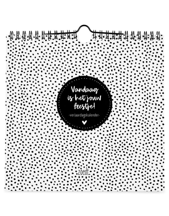 Zoedt verjaardagskalender - zwart wit - vierkant - met quotes