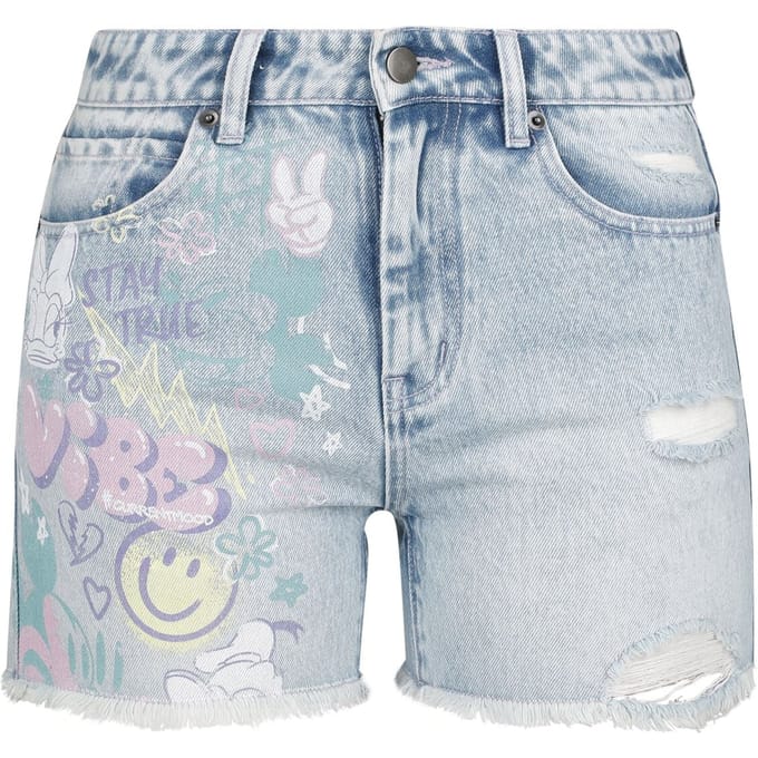 Mickey & Minnie Mouse - Disney Shorts - Stay True - 27 tot 30 - voor Vrouwen - washed denim