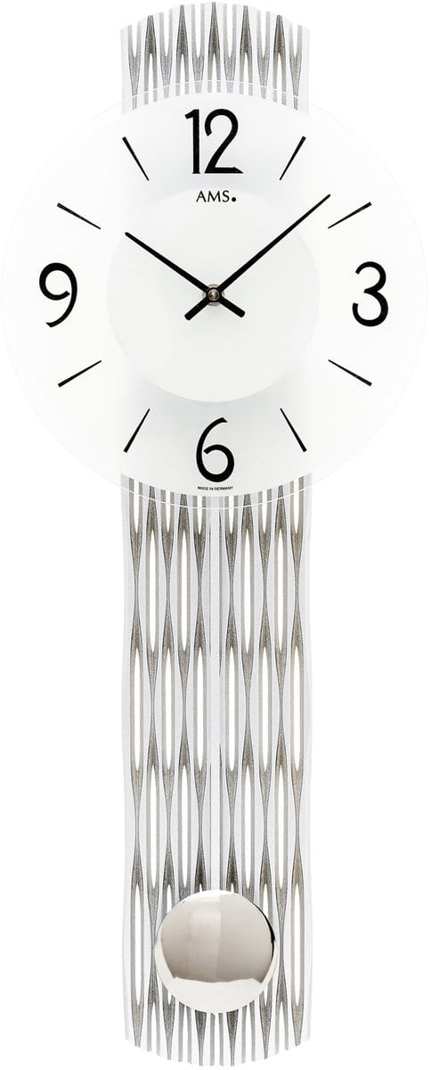 AMS Quartz Wandklok met slinger W7506 zilverkleurig