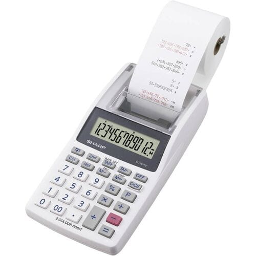Sharp EL-1611 V Bureaurekenmachine met printer Wit Aantal displayposities: 12 werkt op batterijen, werkt op het lichtnet (b x h x d) 99 x 42 x 191 mm