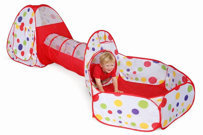 Goodz4All 3-in-1 Pop-up Speeltent - Kruiptunnel en Ballenbak - Rood